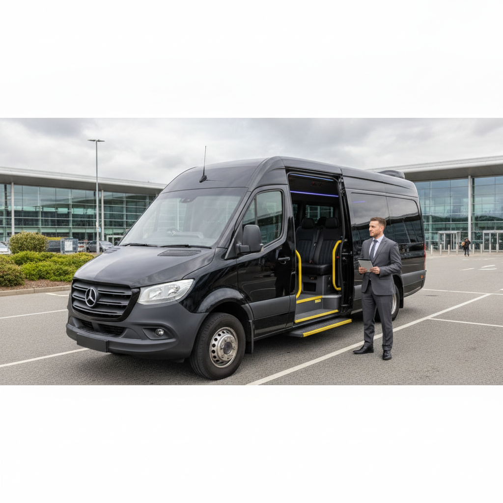 Meet & Greet at Belfast — executive minibus meeting a group at Belfast Airport