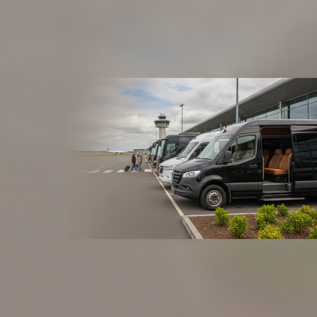 Our minibus Fleet for Belfast Transfers — executive minibus meeting a group at Belfast Airport
